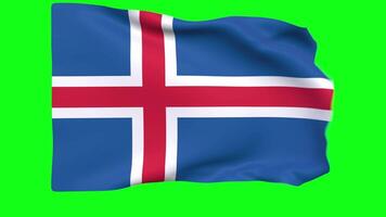 Waving flag of iceland Animation 3D render Method video