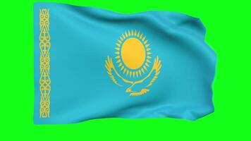 Waving flag of Kazakhstan Animation 3D render Method video