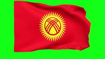 acenando bandeira do Quirguistão animação 3d render método video