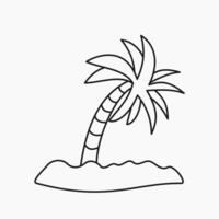 un palma árbol en un isla con arena contorno vector