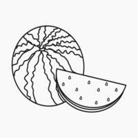 watermelon slice line art, coloring page vector