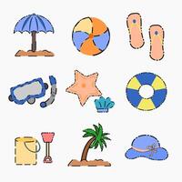 beach and summer icons set vector