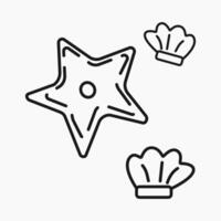 starfish and shell line icon illustration vector