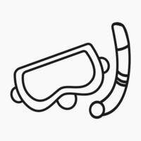 a black and white line drawing of a diving mask and snorkel vector