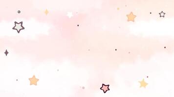 4K animated kawaii pastel starry sky background with soft pink and orange hues and colorful scattered stars video