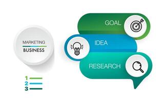 infografía modelo 3 paso análisis para márketing lata aplicar diagrama marco de referencia visión vector