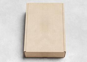 Cardboard box on top of cement floors, useful for mockup photo