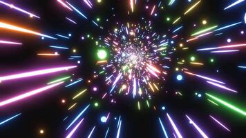 Multicolor abstract background. galactic speed of light. Neon lights move fast. Star speed in outer space. A quick burst of light. Star eruption video