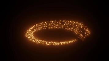 Circular fire sparks effect, scattered stars, rotating fire animation video