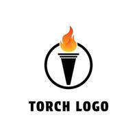 antorcha fuego fuego antorcha logo diseño con circulo concepto idea vector