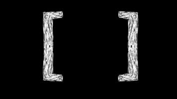 White handwritten square brackets on a black background. Scribble writing font video