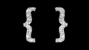 White handwritten initial brackets on a black background. Scribble writing font video