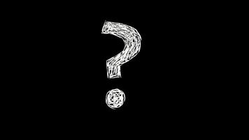 Handwritten question mark on a black background, asking questions about something, video