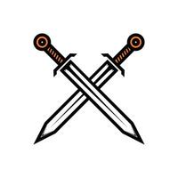 two crossed swords logo design concept idea vector