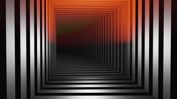 Black, white and orange striped tunnel pattern. Advance to the tunnel. 3d rendering video