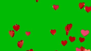 Red heart 3d particle background on green background video