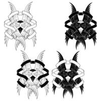 Angel with six wings and surrounded with ribbon vector