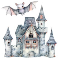 chauve souris et mystérieux Château png