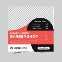 Barbershop social media post template vector