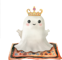 schattig geest draagt een kroon met een magie tapijt png