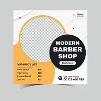Modern barber shop social media template square post banner or square vector