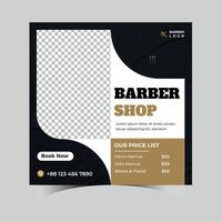 Barber shop social media post template design vector