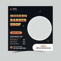 Modern barber shop social media template Square post banner vector