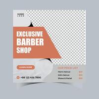 Barbershop social media post design template vector