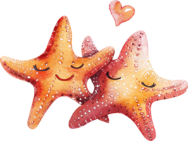 deux étoiles de mer baiser chaque autre avec une cœur png