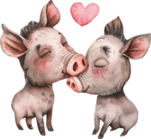 Two cute Baby Warthogs kiss each other with a heart png