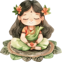 linda tulsi diosa sentado en rangoli png