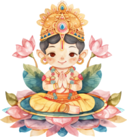 Cute Kubera god sitting on Rangoli png