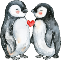 dos bebé pingüinos Beso cada otro con un corazón png