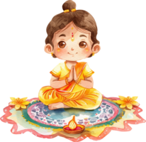 Cute Ashwini Kumaras god sitting on Rangoli Kumaras png