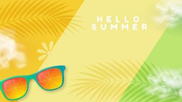 Hola verano en un divertido estilo, lleno con elementos ese dar un tropical vacaciones onda. esta ilustración es Perfecto para relacionado con el verano diseño proyectos vector