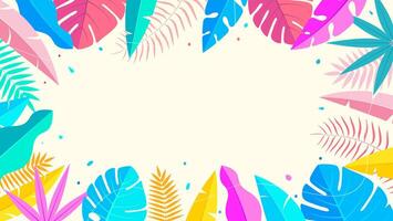 Hello Summer concept design with abstract illustrations on a background of exotic forest leaves, colorful designs, as well as summer backgrounds and banners. vector