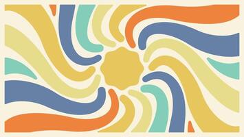 Vintage horizontal background with vibrant sunburst reminiscent of the 60s and 70s era. Stylish and colorful graphic print. vector