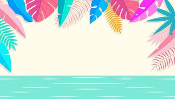 Hello Summer concept design with abstract illustrations on a background of exotic forest leaves, colorful designs, as well as summer backgrounds and banners. vector