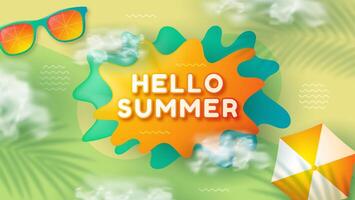 summer sale design against sunny tropical beach 3d background. The layout banner is designed in an attractive style. vector