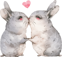 Two Chinchillas kiss each other with a heart png