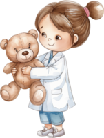 Cute Pediatrician, carrying a teddy bear png