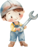 Cute Mechanic, carrying a wrench png