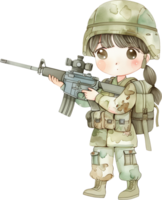 Cute Military Personnel, holding a rifle png