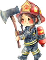 schattig brandweerman, draag- een bijl png