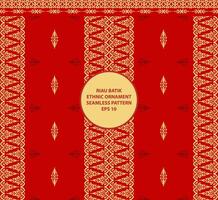 Riau batik ethnic ornament seamless pattern red background vector