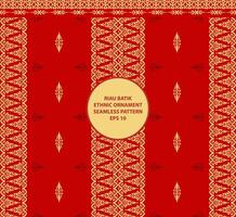 Riau batik ethnic ornament seamless pattern red background vector