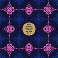 Batik songket riau malay seamless pattern navy background vector