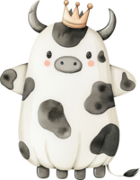Cute ghost wears a crown in a cow costume png