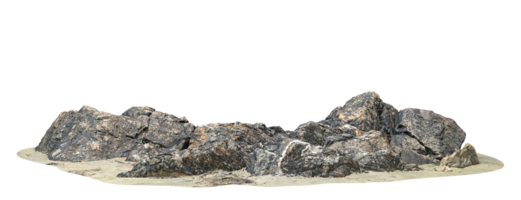 Cutout realistic rock on beaches floor ground isolated backgrounds 3d illustration png