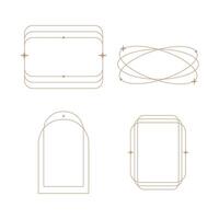 minimalist linear frame line elements, trendy linear frames with stars, arch frames, geometric forms. Decorative set of frames vector